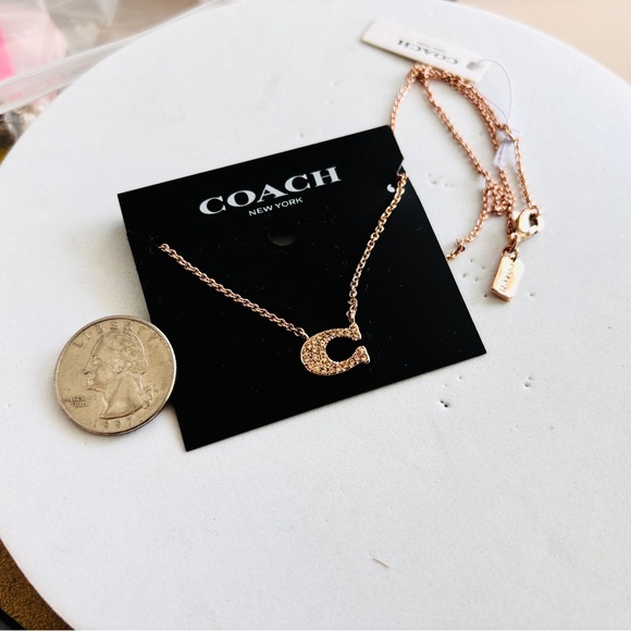 Coach Pave Signature Necklace Rose Gold - Picture 3 of 7